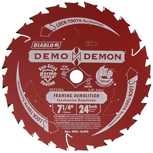 Freud D0724DA 7-1/4-Inch Diablo Demo Demon Circular Saw Blade, Multi