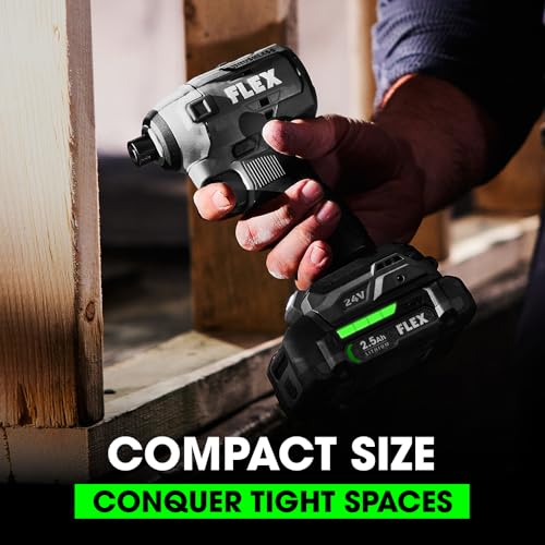 FLEX 24V Brushless Cordless 2-Tool Combo Kit: 1/2-Inch 2-Speed Drill Driver and 1/4-Inch Hex Impact Driver with (2) 2.5Ah Lithium Batteries and 160W Fast Charger