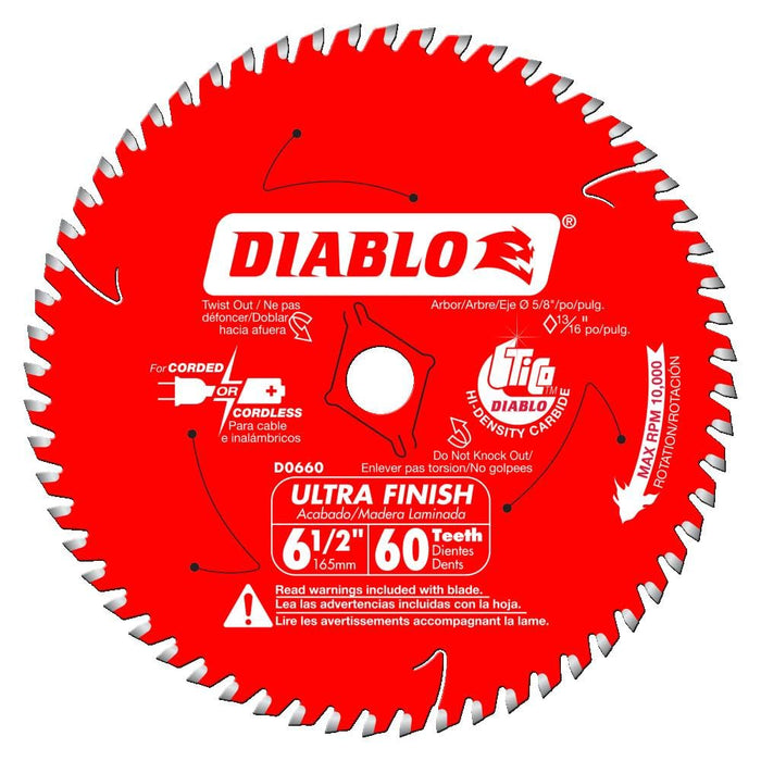 Freud D0660A Diablo 6-1/2 Inch By 60 Tooth Ultra Finish Saw Blade