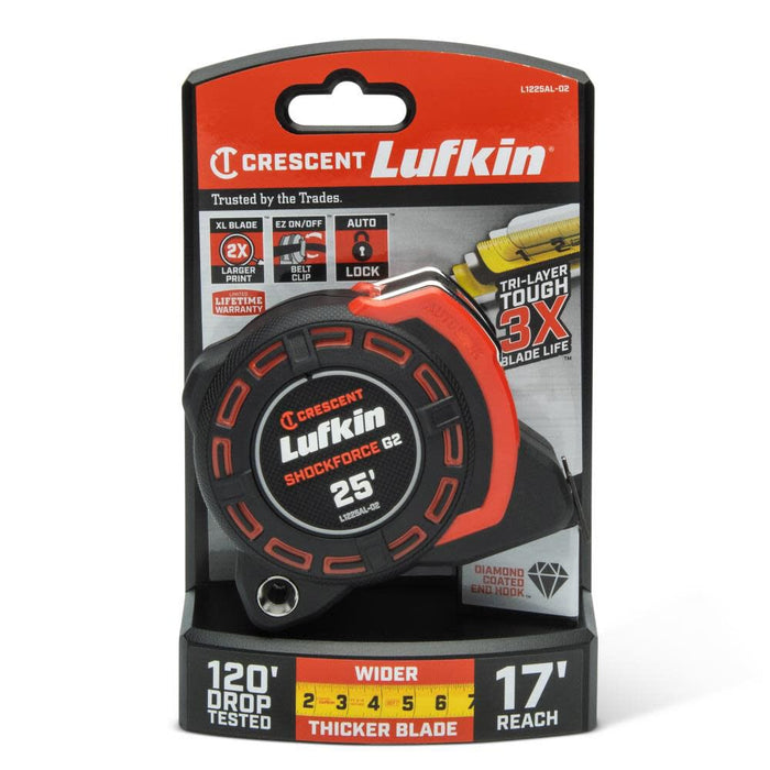 Crescent Lufkin Shockforce G2 Auto Lock Tape Measure 1-1/4 In. x 25'