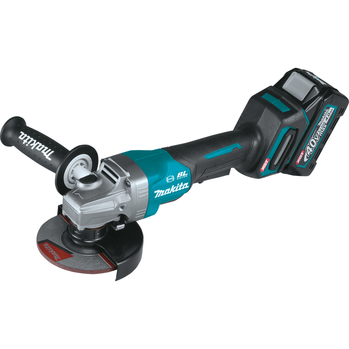 Makita 40V Max XGT Brushless Cordless 4‑1/2” / 5" Paddle Switch Angle Grinder Kit, with Electric Brake (4.0Ah)