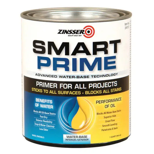 qt Zinsser 249727 White Zinsser, Smart Prime Water-Based Interior/Exterior Primer/Sealer