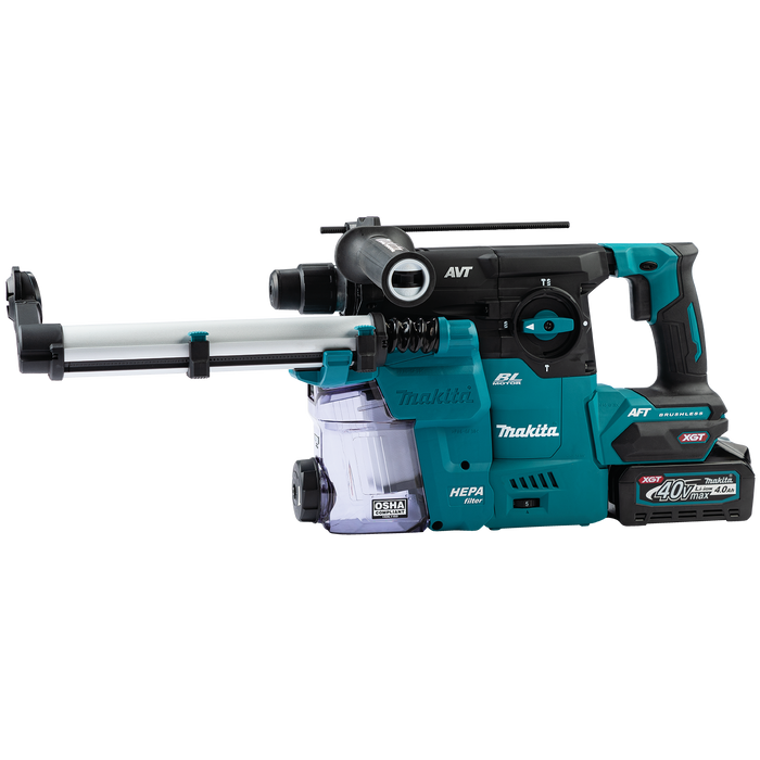 Makita GRH08M1W 40V max XGT Brushless Cordless 1‑3/16" SDS‑PLUS AVT Rotary Hammer Kit w/Dust Extractor, AFT, AWS Capable (4.0Ah)