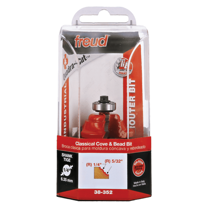 Freud 38-352 1-1/2" Diameter Classical Cove & Bead Bit with 1/4" Shank