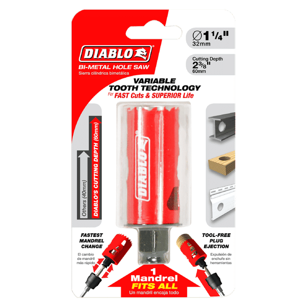 Diablo DHS1250 1-1/4 in. Bi-Metal Hole Saw with 2-3/8 in. Cutting Depth