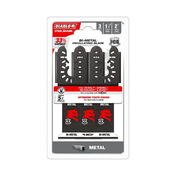 Diablo DOU125BF3 1-1/4" Steel Demon Universal Fit Bi-Metal Oscillating Blades for Metal (Pack of 3)