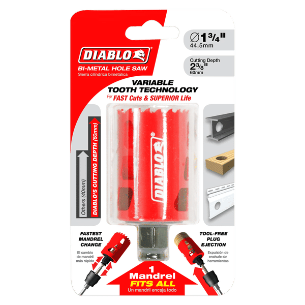 Diablo DHS1750 1-3/4 in. Bi-Metal Hole Saw with 2-3/8 in. Cutting Depth