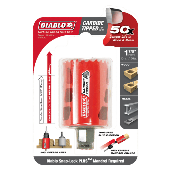 Diablo DHS1875CT 1-7/8 in. Carbide Hole Saw with 2-3/8 in. Cutting Depth