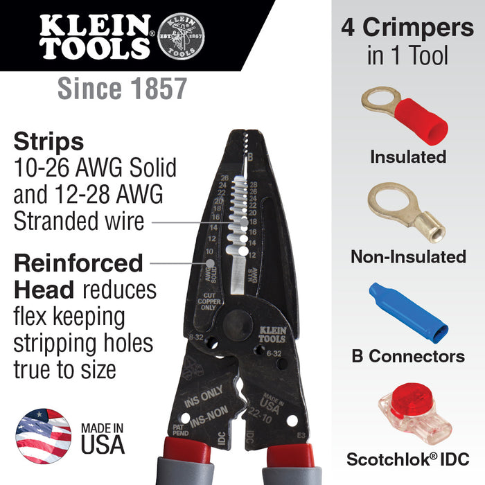 Klein Tools 1019 Klein-Kurve Wire Stripper / Crimper / Cutter Multi Tool