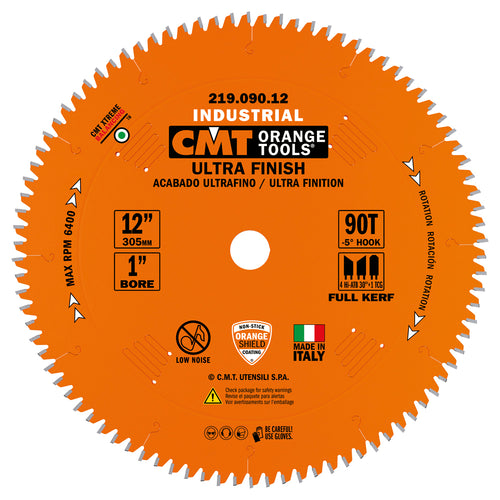 CMT Orange Tools 219.090.12 Compound Miter Blade 12x0.122x1'' T90 TCG+4ATB NEG