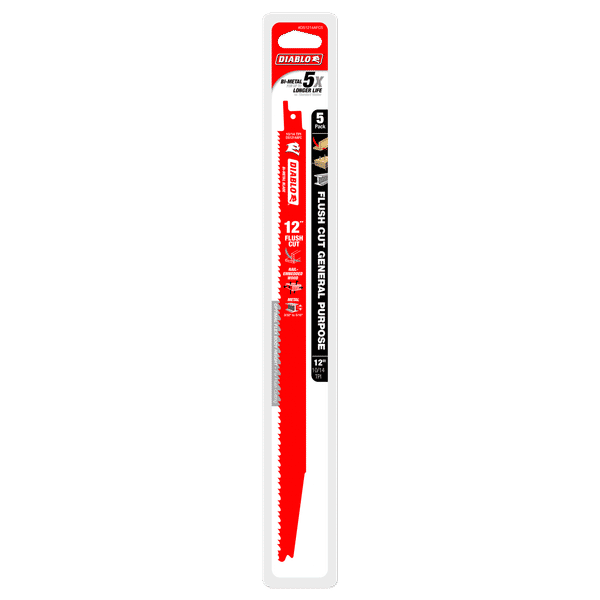 Diablo DS1214AFC5 12" Flush Cut Recip Blades, 10/14 TPI (Pack of 5)