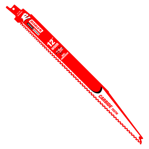 Diablo DS1206CWS Demo Demon Carbide Teeth Reciprocating Saw Blade for Nail-Embedded Wood, 5/7 TPI, 12"