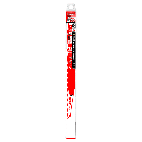 Diablo DS1209CGP10 12" Demo Demon Carbide General Purpose Recip Blades, 6/9 TPI (Pack of 10)