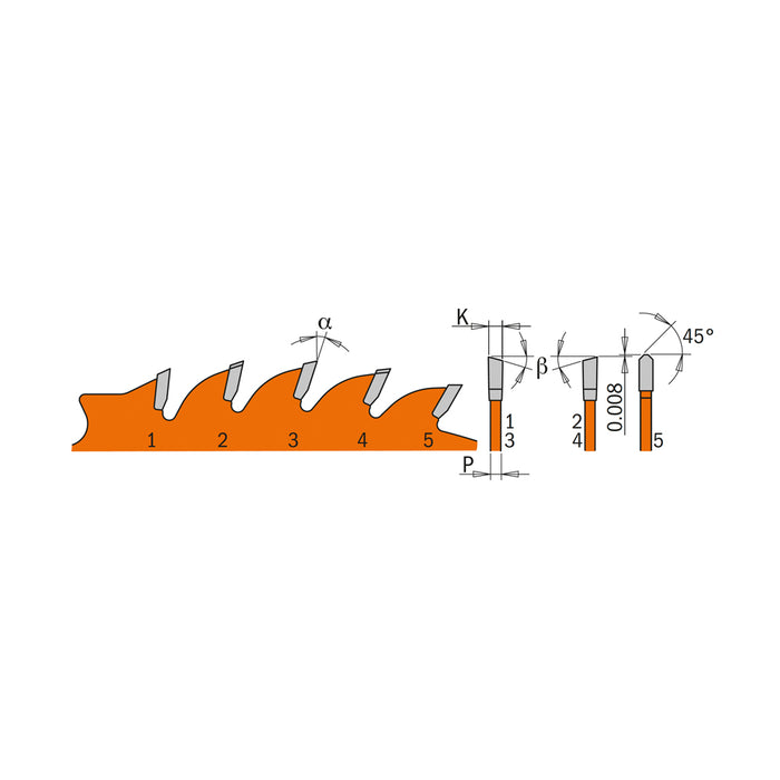 CMT Orange Tools 215.050.10 Combination Blade 10x0.126/0.087x5/8'' T50 4ATB+TCG