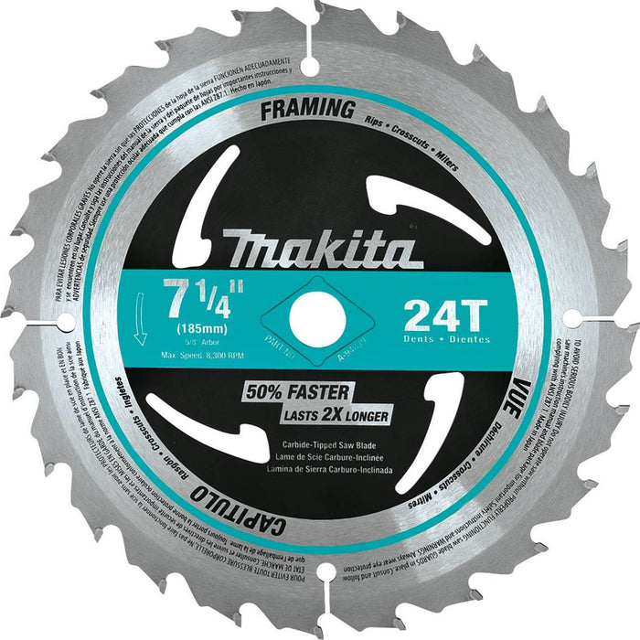 Makita A-94839 7‑1/4" 24T Carbide‑Tipped Circular Saw Blade, Framing