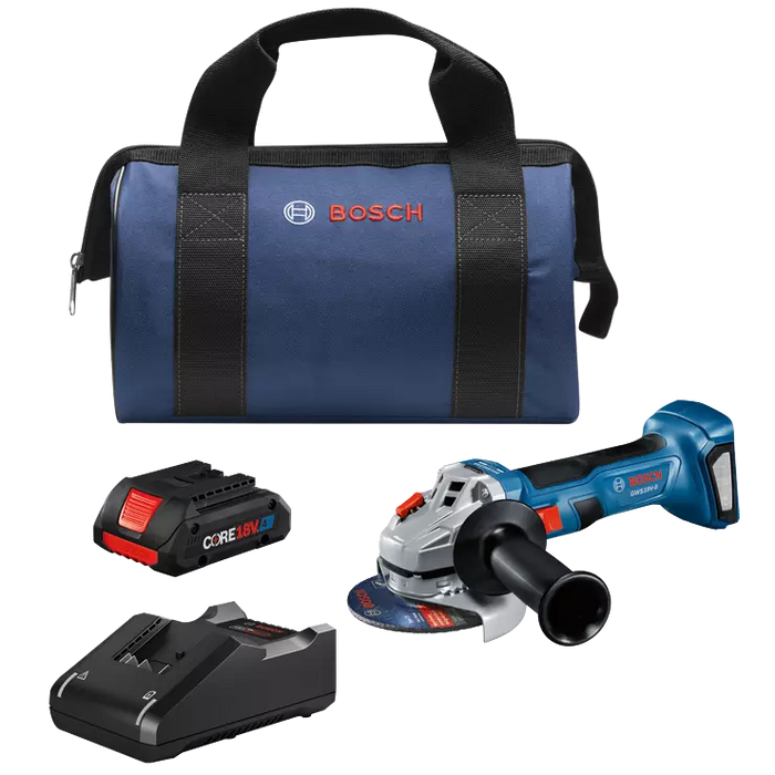 BOSCH 18V Brushless 4-1/2" Angle Grinder w/ (1) 4.0 Ah CORE Compact Battery