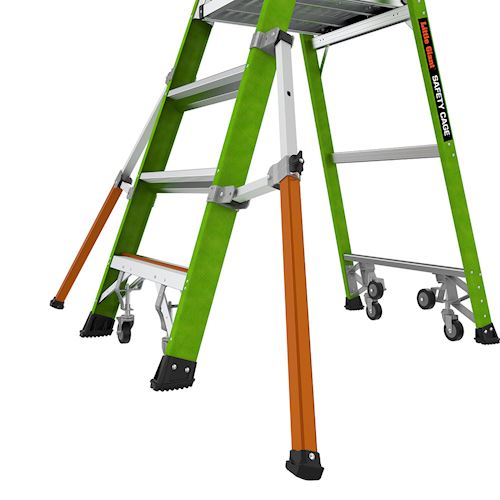 Little Giant Ladders Little Giant Ladder Systems Safety Cage 2.0, M4, 4ft Enclosed Platform, Ladder with Adjustable Outriggers, Fiberglass, Type 1AA, 375 lbs Weight Rating, (19704-146), Hi-viz Green