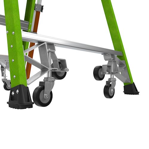 Little Giant Ladders Little Giant Ladder Systems Safety Cage 2.0, M4, 4ft Enclosed Platform, Ladder with Adjustable Outriggers, Fiberglass, Type 1AA, 375 lbs Weight Rating, (19704-146), Hi-viz Green