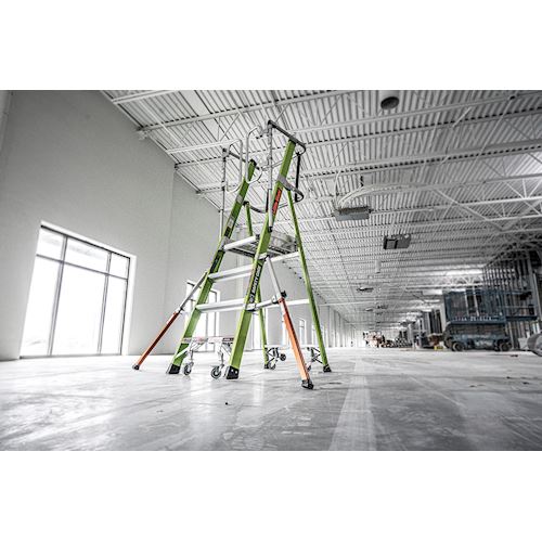 Little Giant Ladders Little Giant Ladder Systems Safety Cage 2.0, M4, 4ft Enclosed Platform, Ladder with Adjustable Outriggers, Fiberglass, Type 1AA, 375 lbs Weight Rating, (19704-146), Hi-viz Green