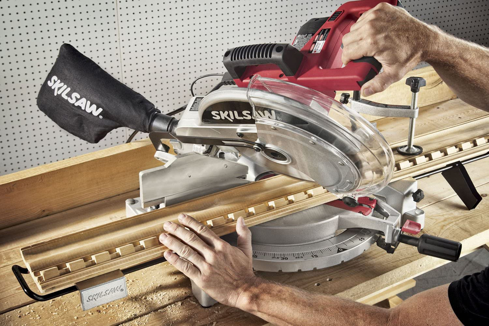 SKIL 12 In. Quick Mount Compound Miter Saw with Laser Contractor Tool Supply a Vera Tools company
