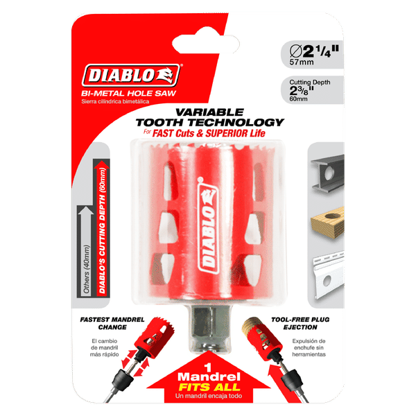 Diablo DHS2250 2-1/4 in. Bi-Metal Hole Saw with 2-3/8 in. Cutting Depth