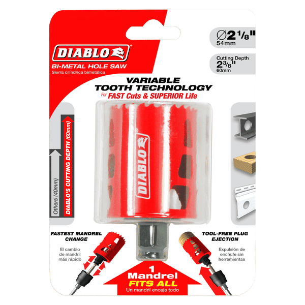 Diablo DHS2125 2-1/8 in. Bi-Metal Hole Saw with 2-3/8 in. Cutting Depth