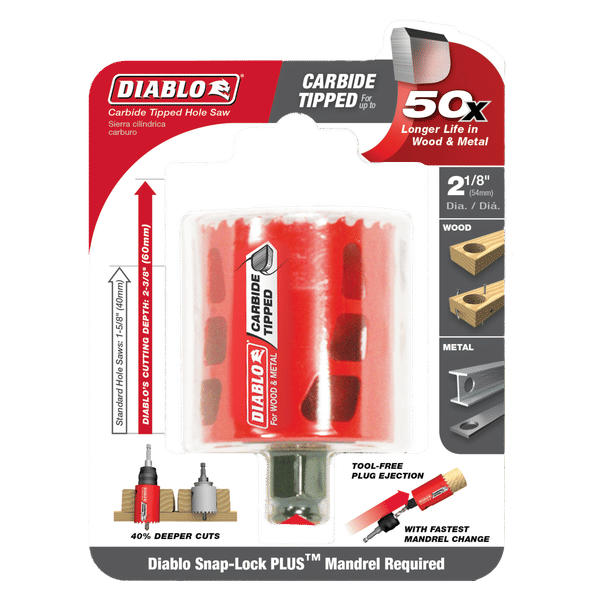 Diablo DHS2125CT 2-1/8 in. Carbide Hole Saw with 2-3/8 in. Cutting Depth