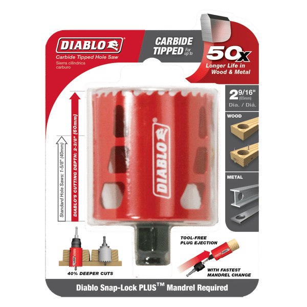 Diablo DHS2563CT 2-9/16 in. Carbide Hole Saw with 2-3/8 in. Cutting Depth