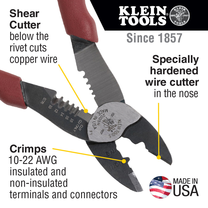 Klein Tools 2005N Forged Steel Wire Crimper, Cutter, Stripper