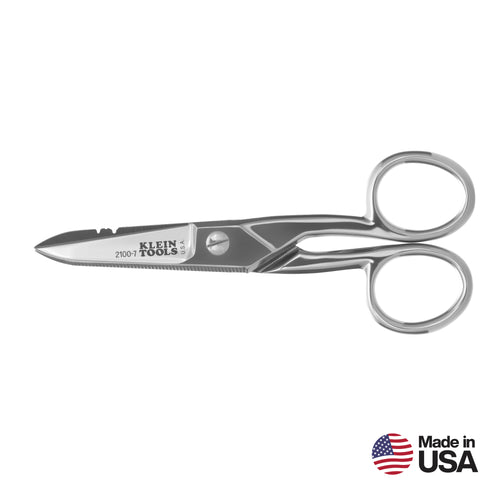 Klein Tools 2100-7 Electrician's Scissors, Nickel Plated