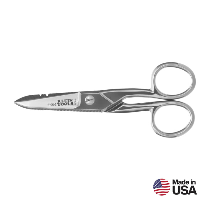 Klein Tools 2100-7 Electrician's Scissors, Nickel Plated