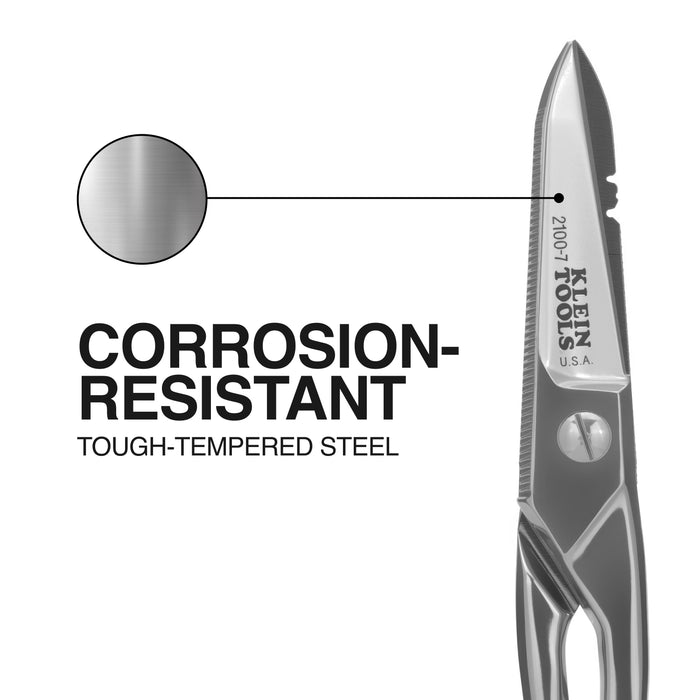 Klein Tools 2100-7 Electrician's Scissors, Nickel Plated