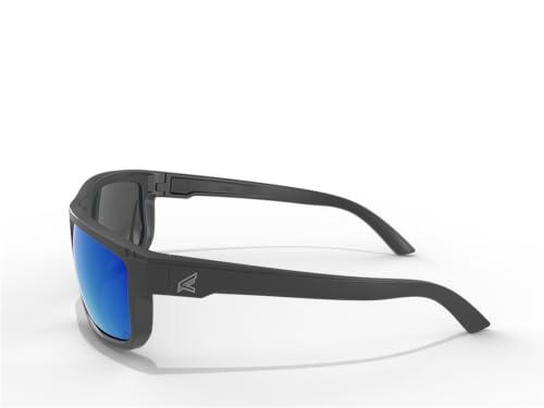 EDGE Defiance Z87 Wayfarer Safety Sunglasses (Matte Black, Polarized Aqua Precision Blue Mirror), Polarized Safety Glasses, Shatter Resistant, ANSI Compliant Men's Sunglasses…