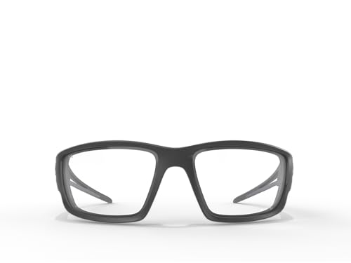 EDGE Kazbek Wrap-Around Safety Glasses, Anti-Scratch, Non-Slip, UV 400, Military Grade, ANSI/ISEA & MCEPS Compliant (Black, Clear Vapor Shield)