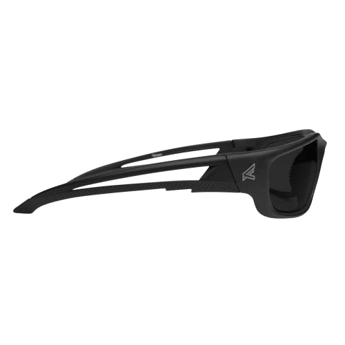 Edge SK-XL116 Kazbek XL Wrap-Around Safety Glasses, Anti-Scratch, Non-Slip, UV 400, Military Grade, ANSI/ISEA & MCEPS Compliant, XL Wide Fit, Black Frame/Smoke Lens