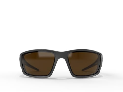 EDGE Kazbek Polarized Wrap-Around Safety Glasses, Anti-Scratch, Non-Slip, UV 400, Military Grade, ANSI/ISEA & MCEPS Compliant, 5.04" Wide, Black Frame/Copper Lens