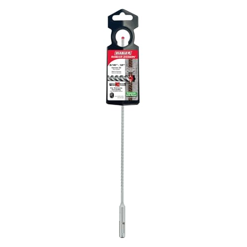 Diablo Rebar Demon SDS-Plus 4-Cutter Full Carbide Head Hammer Drill Bit - 3/16" Diameter, 12" Length, 10" Working Length - DMAPL4055