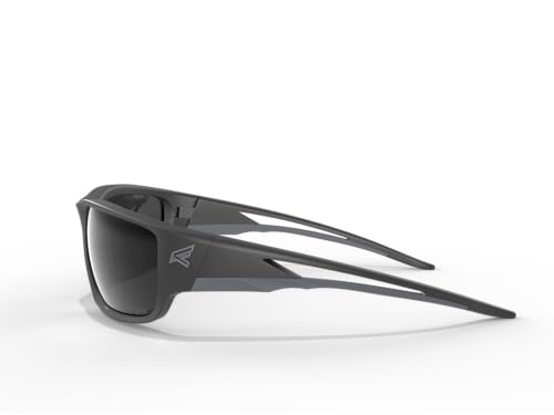 EDGE Kazbek Wrap-Around Safety Glasses, Anti-Scratch, Non-Slip, UV 400, Military Grade, ANSI/ISEA & MCEPS Compliant (Black, Polarized Smoke)