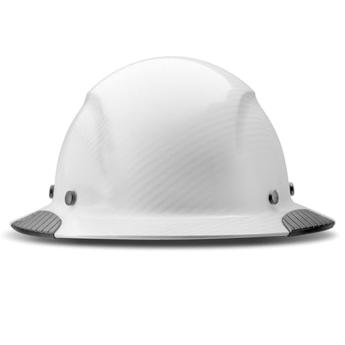 LIFT DAX White Carbon Fiber Full Brim Hard Hat, Construction Safety Helmet with Adjustable Ratchet