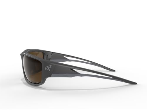 EDGE Kazbek Polarized Wrap-Around Safety Glasses, Anti-Scratch, Non-Slip, UV 400, Military Grade, ANSI/ISEA & MCEPS Compliant, 5.04" Wide, Black Frame/Copper Lens