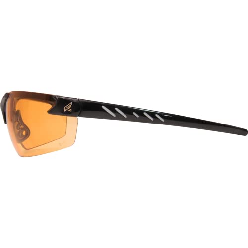 Edge DZ114-G2 Zorge G2 Wrap-Around Safety Glasses, Anti-Scratch, Non-Slip, UV 400, Military Grade, ANSI/ISEA & MCEPS Compliant, 5.04" Wide, Black Frame/Amber Lens