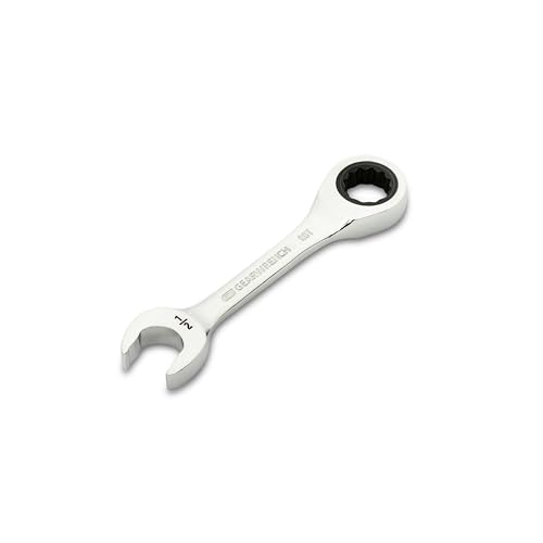GEARWRENCH 1/2" 90-Tooth 12 Point Stubby Combination Ratcheting Wrench | 86853