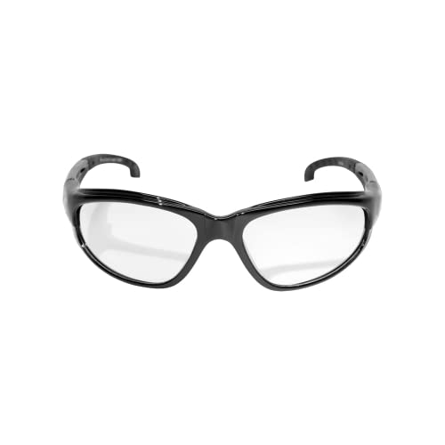 Edge SW111 Dakura Wrap-Around Safety Glasses, Anti-Scratch, Non-Slip, UV 400, Military Grade, ANSI/ISEA & MCEPS Compliant, 5.04" Wide, Black Frame/Clear Lens