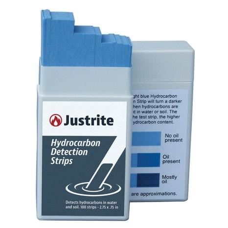 Justrite 26486 Hydrocarbon Test Strips for Oil and Water, 2.75" x 0.75" Instant Results, Blue (Pack of 100)