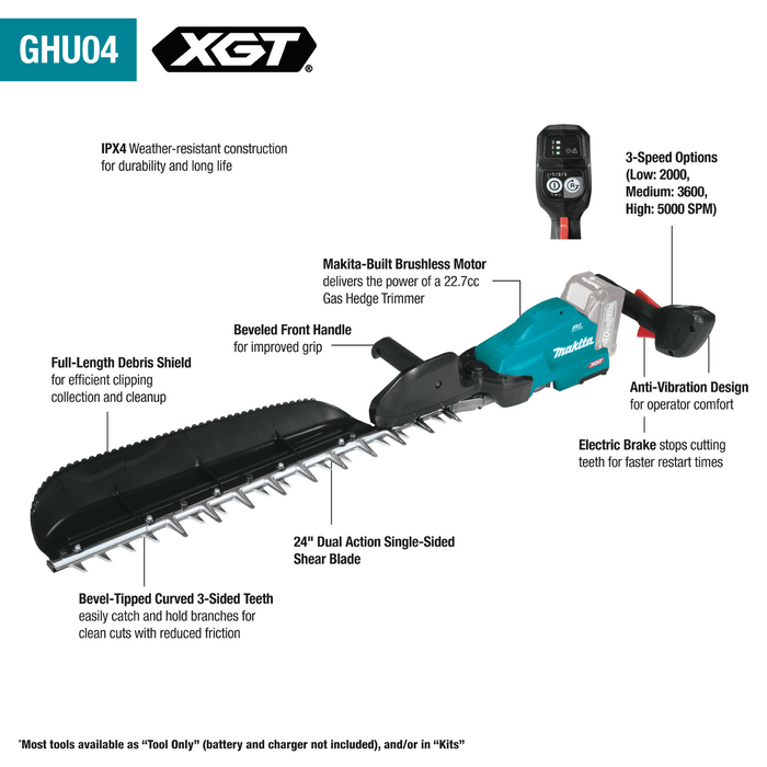 Makita GHU04M1 40V max XGT Brushless Cordless 24" Single Sided Hedge Trimmer Kit (4.0Ah)