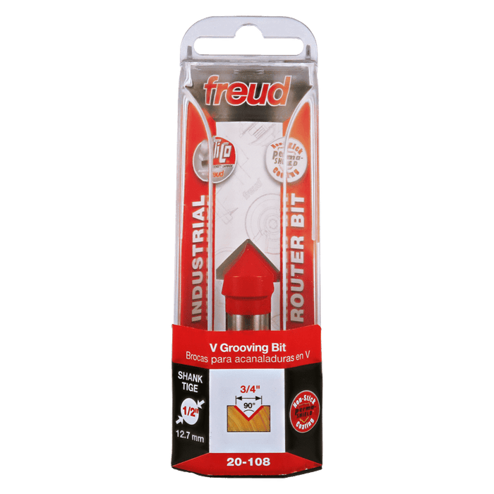 Freud 20-108 3/4" Diameter V Grooving Bit with 1/2" Shank