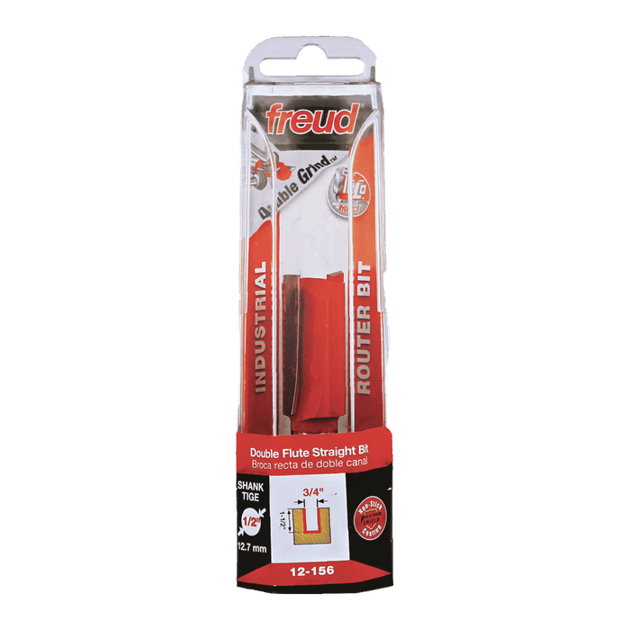 Freud 12-156 3/4" Diameter Double Flute Straight Bit with 1/2" Shank