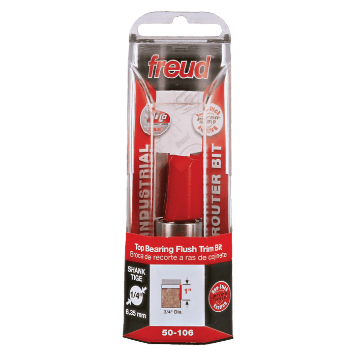 Freud 50-106 3/4" Diameter Top Bearing Flush Trim Bit with 1/4" Shank