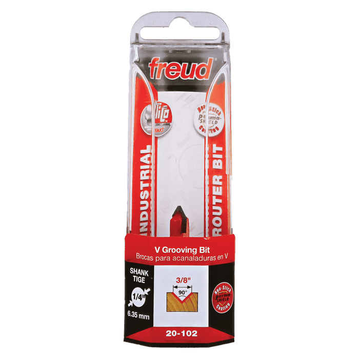 Freud 20-102 3/8" Diameter 90° V Grooving Bit with 1/4" Shank