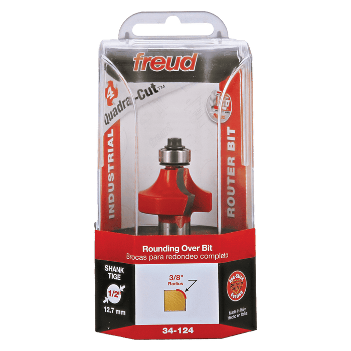Freud 34-124 3/8" Radius Quadra-Cut Rounding Over Bit with 1/2" Shank